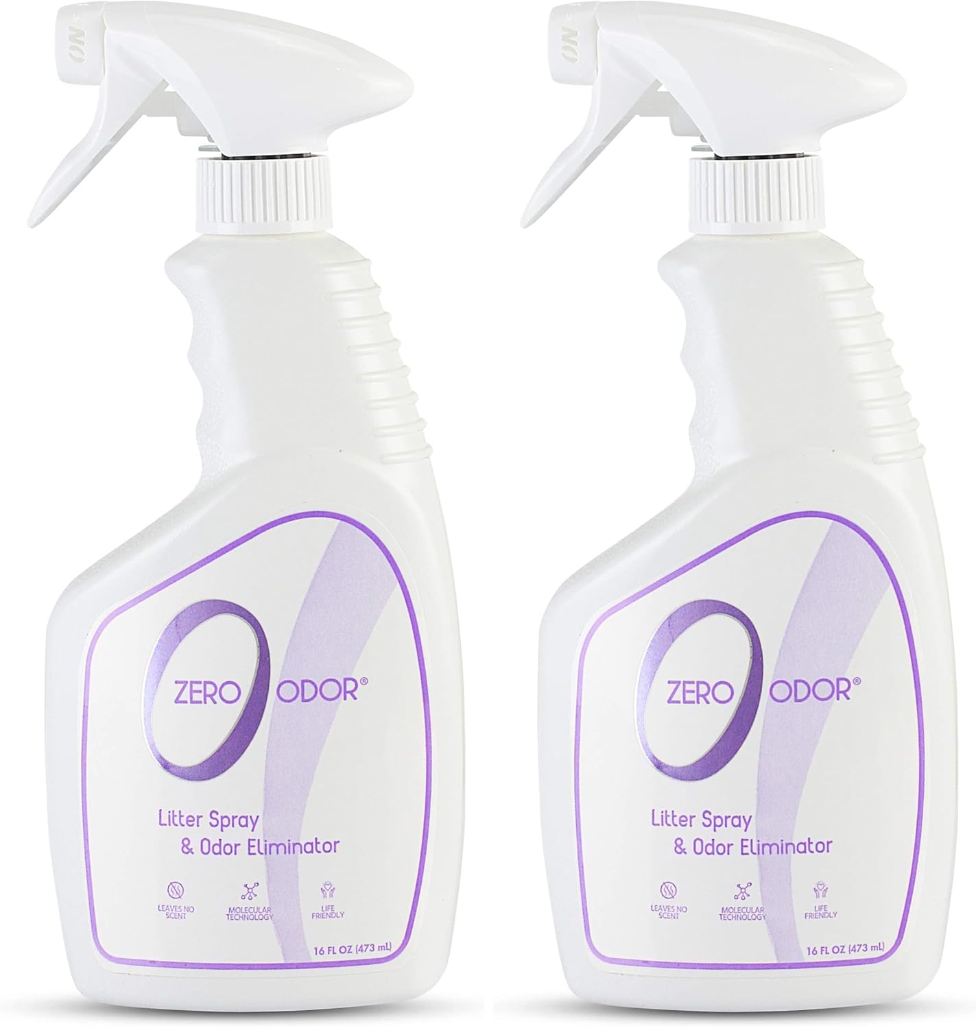 Zero Odor – Litter Odor Eliminator - Permanently Eliminate Litter Odors with Best Patented Molecular Technology - Pet Safe & Works on all types of litter, 16oz (Over 400 Sprays) (Pack of 2)