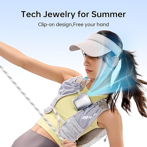 Miniatura 6 de JISULIFE Ventilador de cuello portátil, 100 velocidades ajustables de 40000 rpm, mini ventilador de cintura para collar personal, recargable por USB