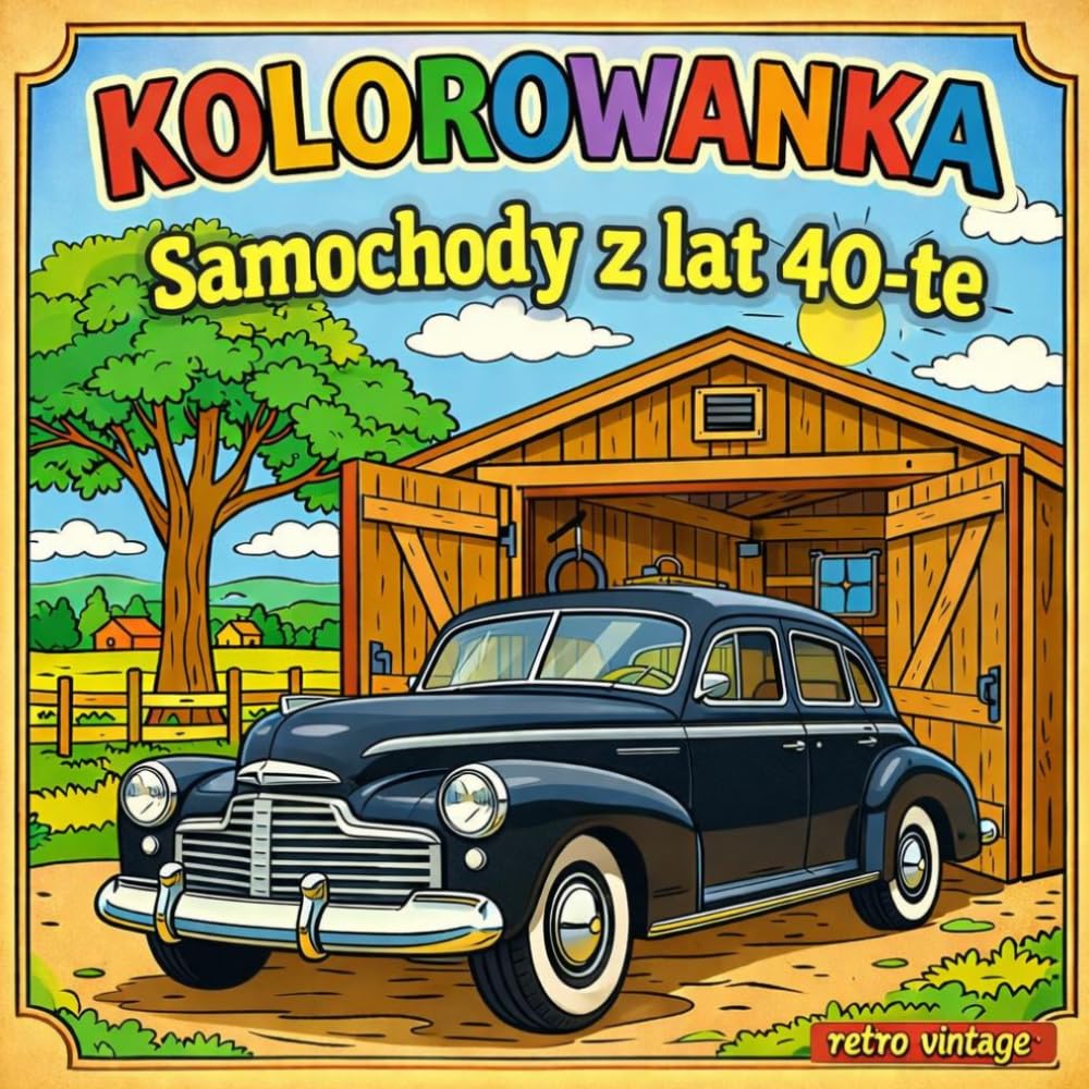 KOLOROWANKA SAMOCHODY z lat 40-te: Zabytkowe auta z różnych epok Dla Dzieci Wiek 6,7,8,9,10 Lat