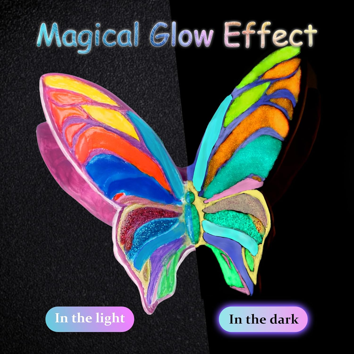 X ARTY HUB Glow in the Dark Paint, 15 Bright Colors (2 oz / 60 ml) with 2 Brushes, Black Light & Luminous Paint Set for Fabric, Plastic, Rocks, DIY Crafts, Wall Art, Outdoor Decor