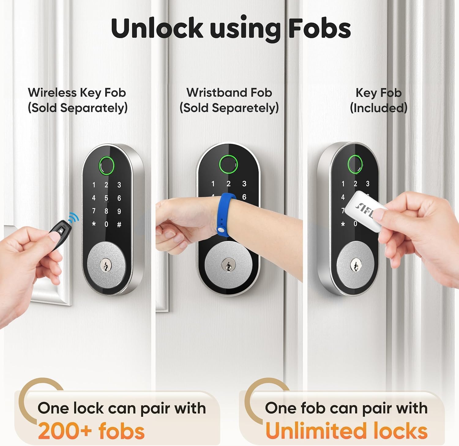 [Tastenfeld Fingerabdruck Riegel Smart Lock] Sifely Digitales Türschloss mit Code Passcode, Automatischer schlüsselloser Eingang Elektronischer Riegel für Haustüren, Häuser, Wohnungen (Silber)