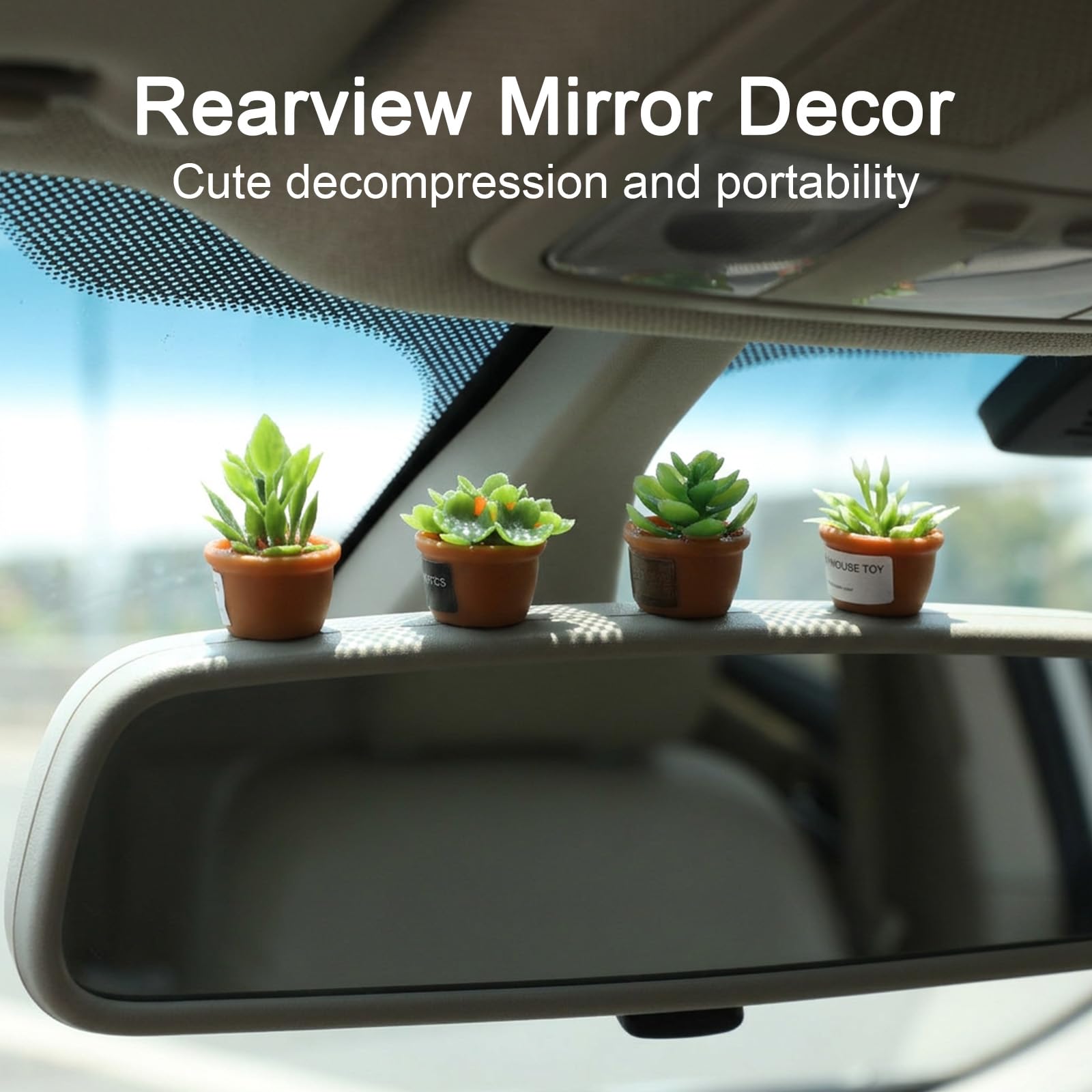 4 Stück Miniatur Topfpflanzen Auto Innenraum Deko,Mini Kunstpflanzen Auto Dashboard Dekorationen,Pflanzenmodell Autozubehör,für Autospiegel und Armaturenbretter