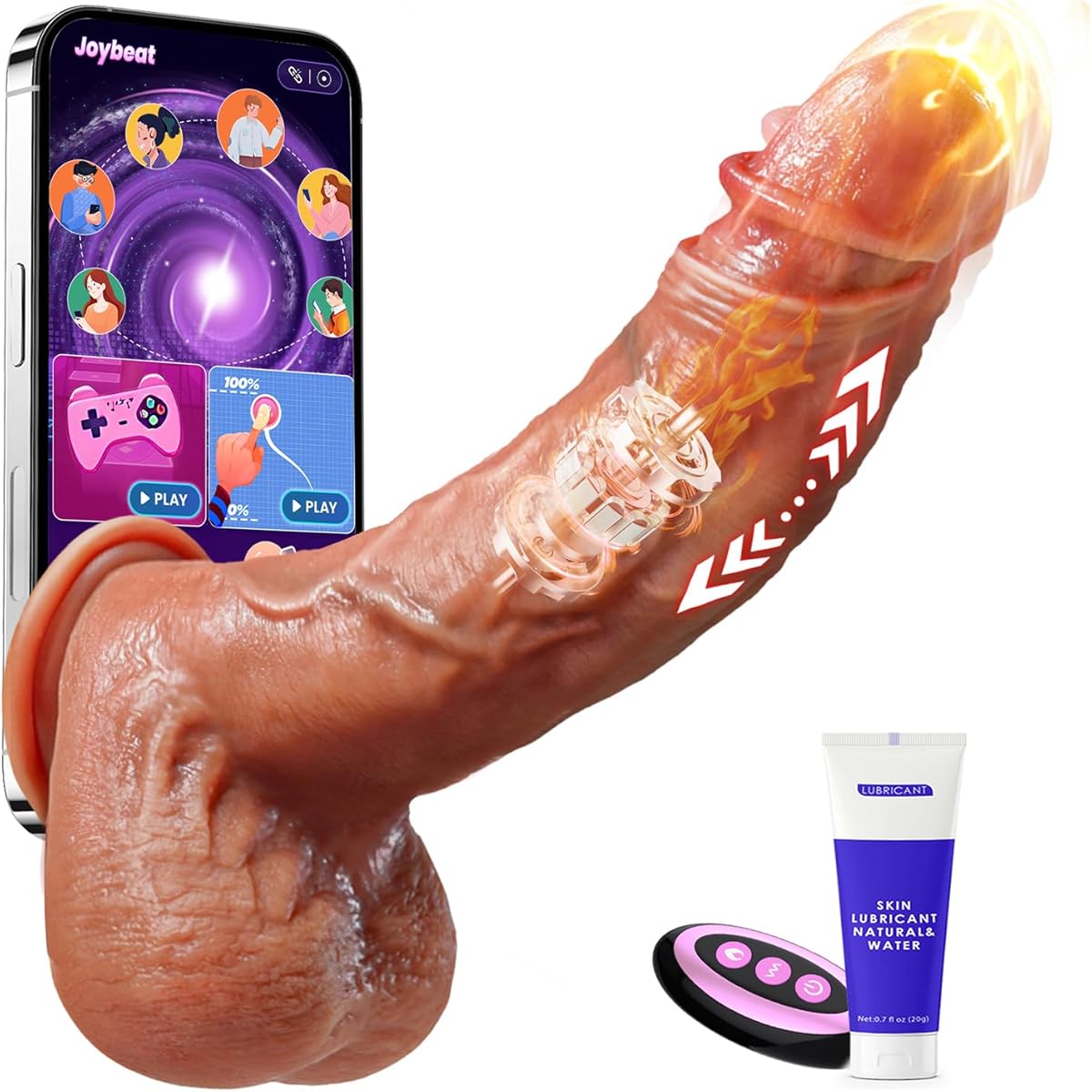 Verbesserte 5-in-1 KI-interaktiven Dildo Vibrator, XXL Dildo mit Stoßend, Vibrierend und Wärmend Sex Spielzeug für die Frau, Flüssigsilikon Analdildo Vibratoren für Frauen mit Saugnapf