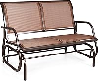 Giantex 48-Inch Swing Glider Chair for 2 - Steel Frame Rocking Patio Loveseat, Ergonomic Indoor Outdoor Glider Bench, Brown