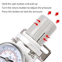 Vista 6 de Regulador de presión de aire NPT de 1/4 pulgadas con mini válvula de control de aire de manómetro para compresor