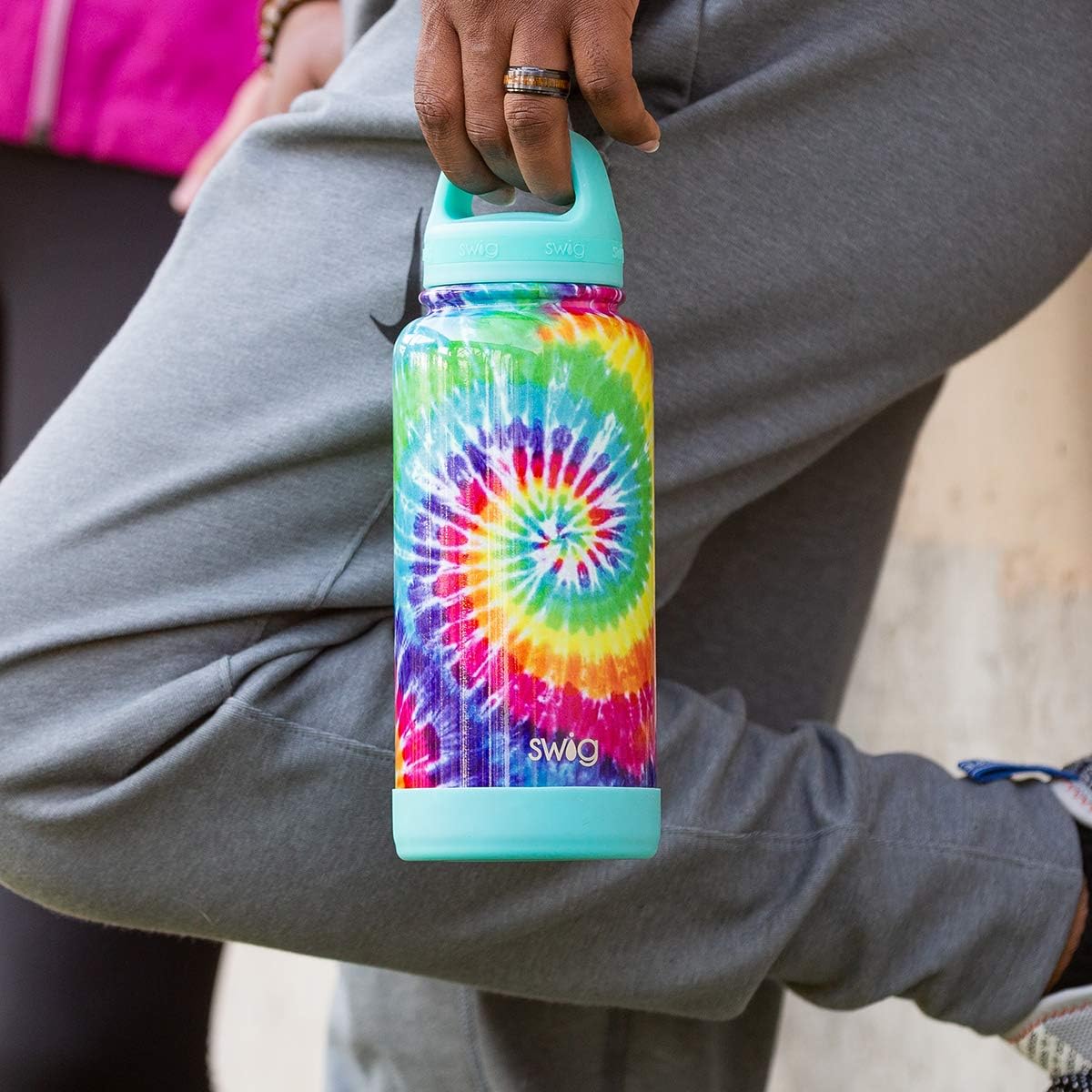 Swig Life 30oz Triple Insulated Stainless Steel Wide Mouth Water Bottle with Handle, Dishwasher Safe, Double Wall, Vacuum Sealed, Reusable in Wanderlust Print