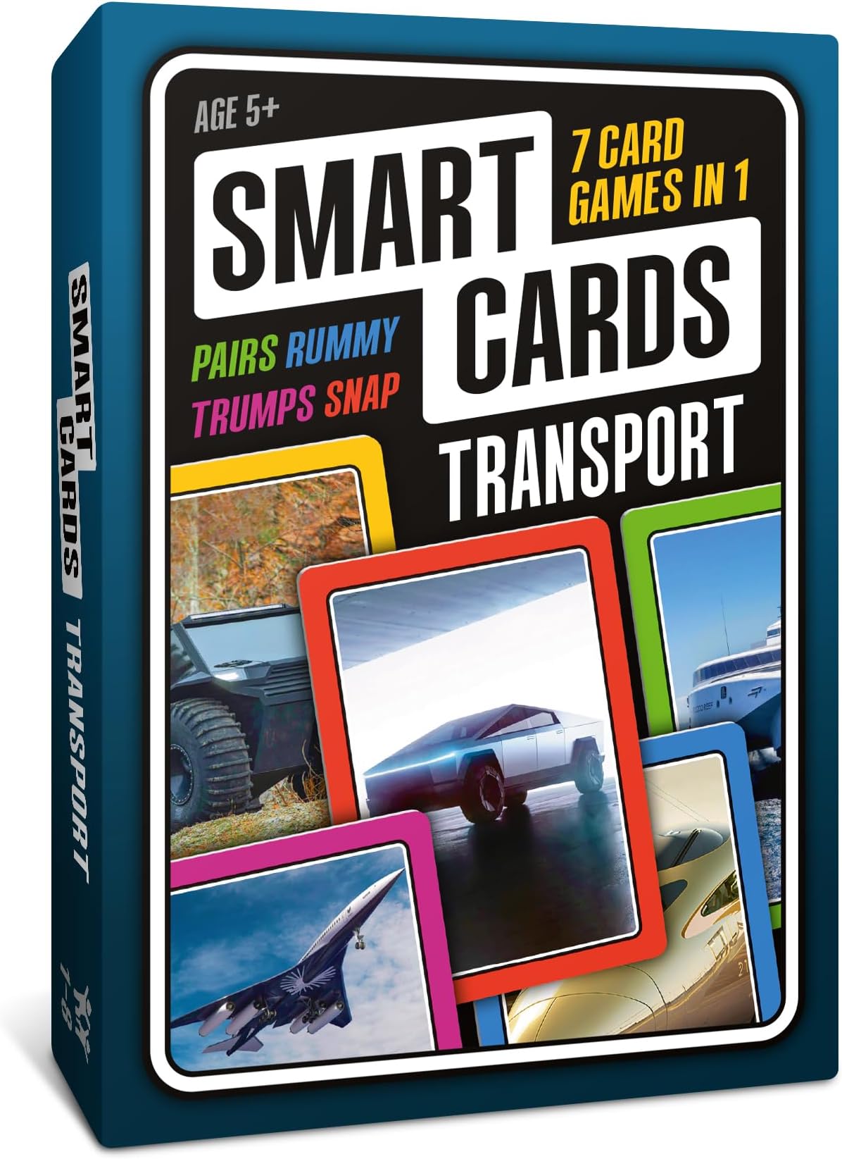SMART CARDS Transport, 7 games in 1, Pairs, Snap, Trumps, Rummy, Memory Quiz, Learn Facts, Travel Game, Gift, Stocking Filler, Age 5+, 1-8 Players