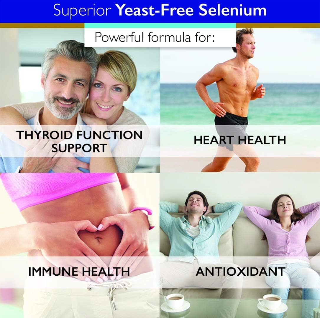 Superior Labs - Yeast-Free Selenium - Antioxidant Support Supplement - 40mg Pure Selenomethionine, 200mcg Elemental Selenium - 240 Vegetable Caps - Thyroid Function Support - Immune and Heart Health : Health & Household