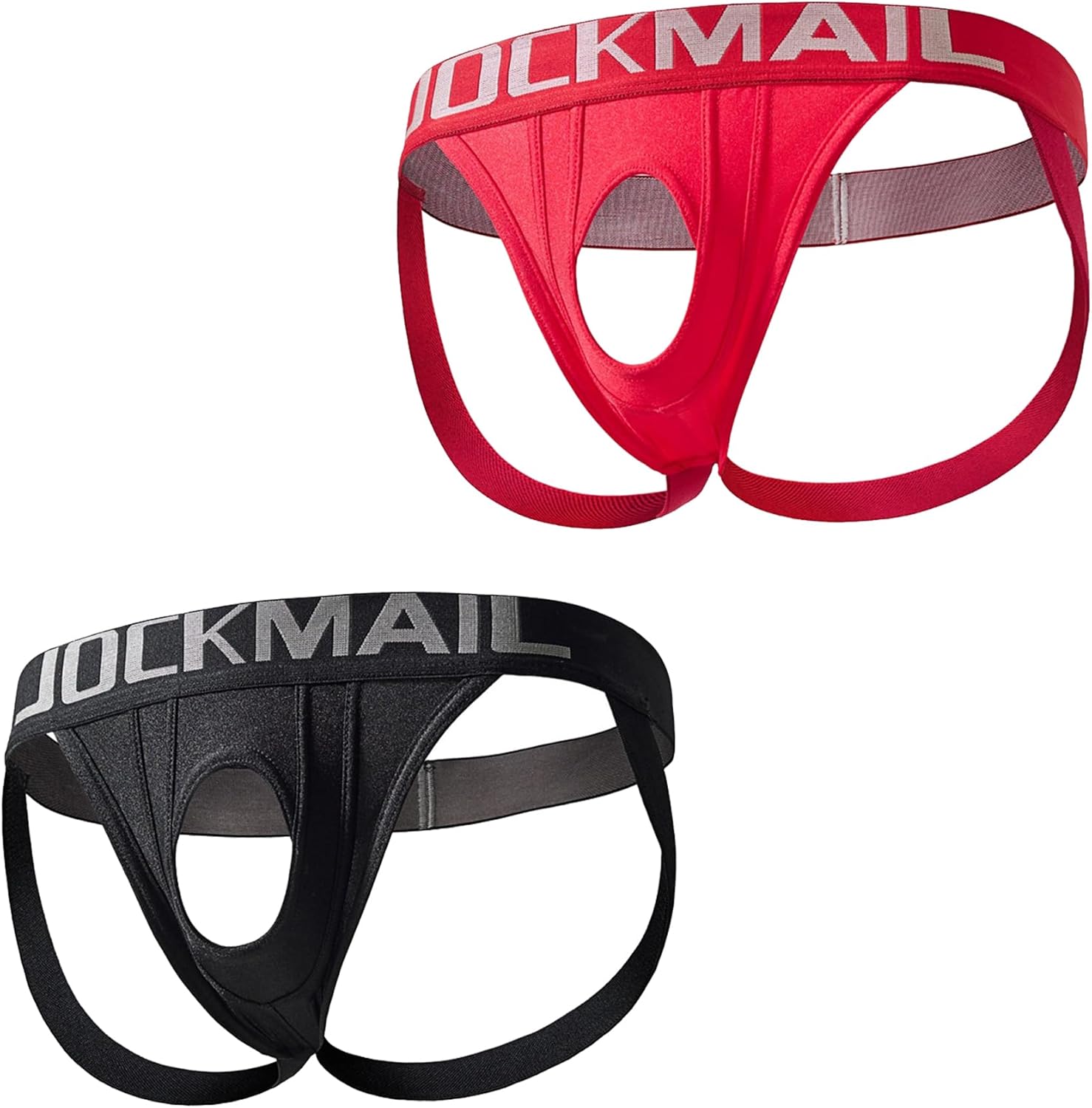JOCKMAIL 2 Pack Men's Jockstrap Underwear Cutout Jock straps for Men Low Rise Athletic Supporter for Parties & Nightlife