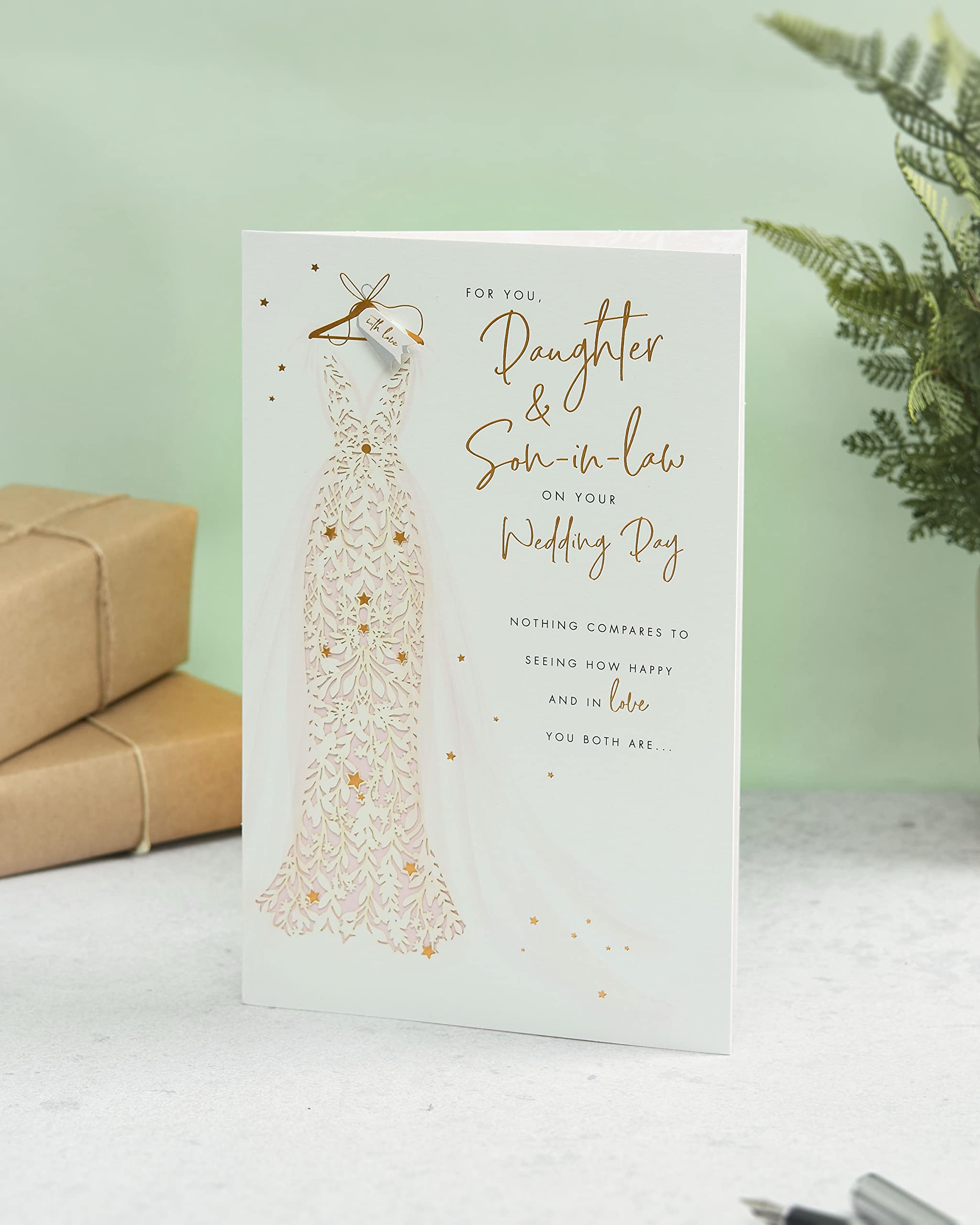 UK Greetings Wedding Day Card for Daughter & Son-In-Law - Stunning Dress Design, Multi, 165 mm x 254 mm - Image 2