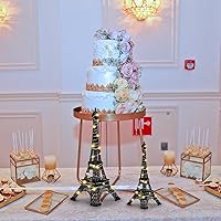 Vista 6 de 2 estatuas de la Torre Eiffel de metal de 10 pulgadas, 15 pulgadas, modelo de torre Eiffel, decoración temática de París con 2 cuerdas de luz