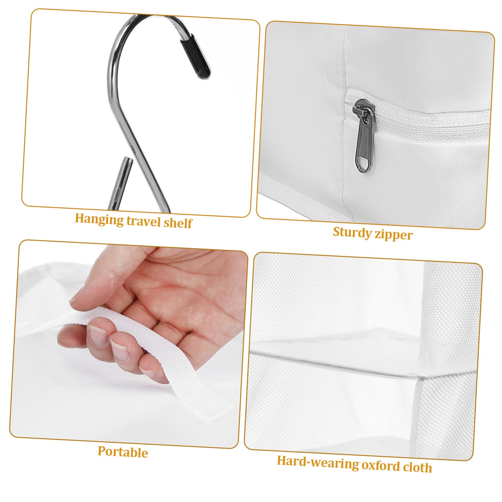 SHERCHPRY Organisateur de Rangement Suspendu pour Placard, Paquet de Rangement à 3 Niveaux, Tissu Oxford Blanc, Compartiments Multiples, pour Voyage et Dressing