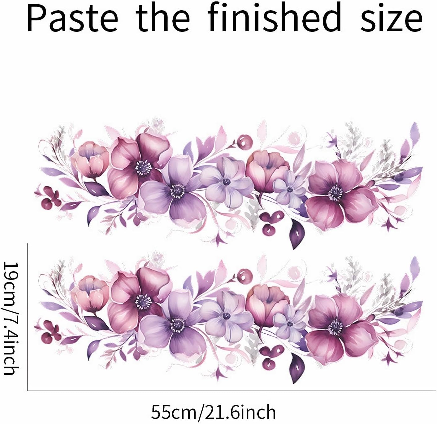 Romantic Purple-Pink Flower Vine Wall Stickers, sacinora Botanical Floral Art Peony Rose Daisy Wall Decals Removable Vinyl Peel and Stick for Living Room Bedroom Bathroom Kitchen Decoration - Image 4