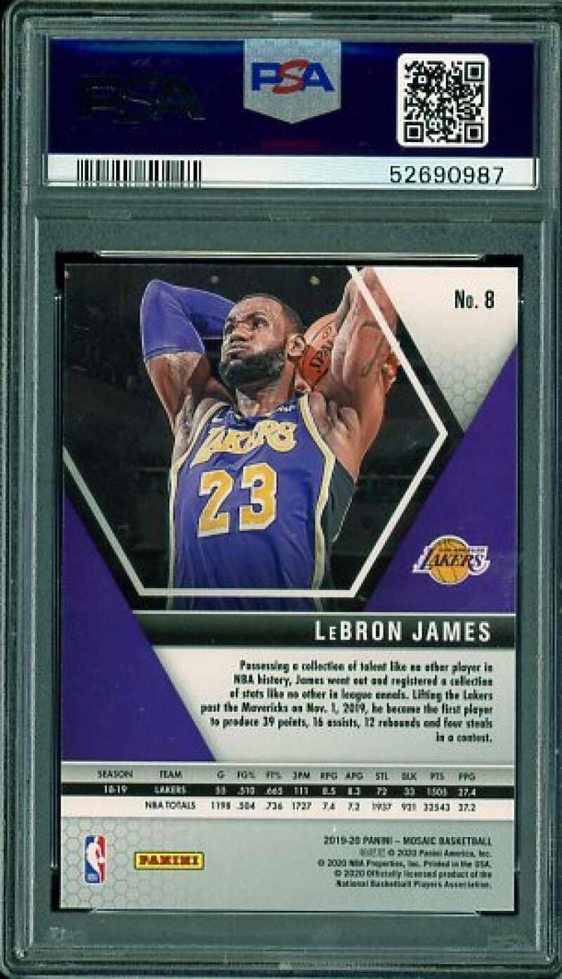 LeBron James Card 2019-20 Panini Mosaic #8 PSA 10