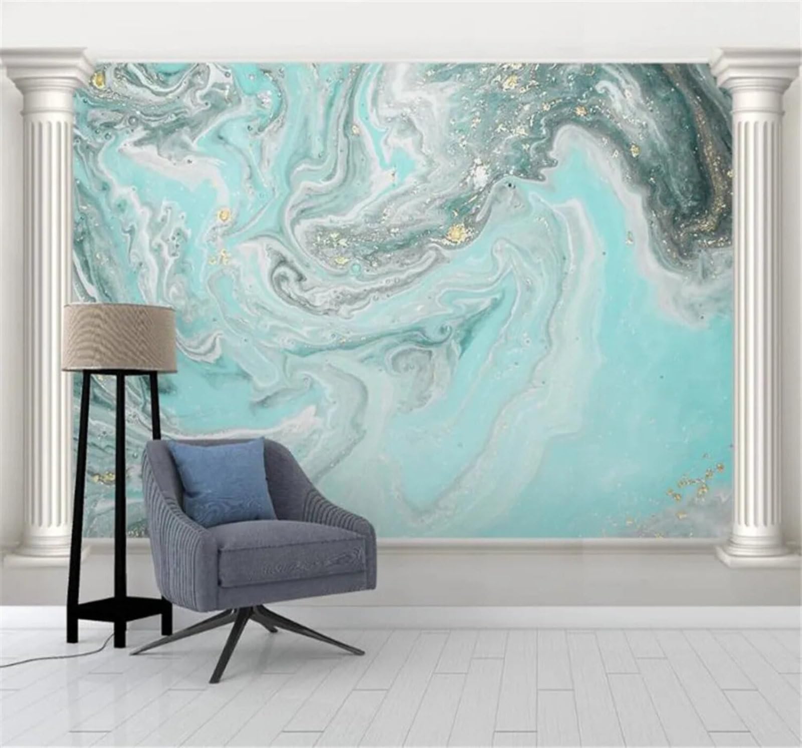Tzxztt Abstract Fresh Sea River Marble Effect Modern 3D Wallpaper Premium Textured Silk Neutral Tones Material Ideal for Living Room Bedroom-200cm×140cm