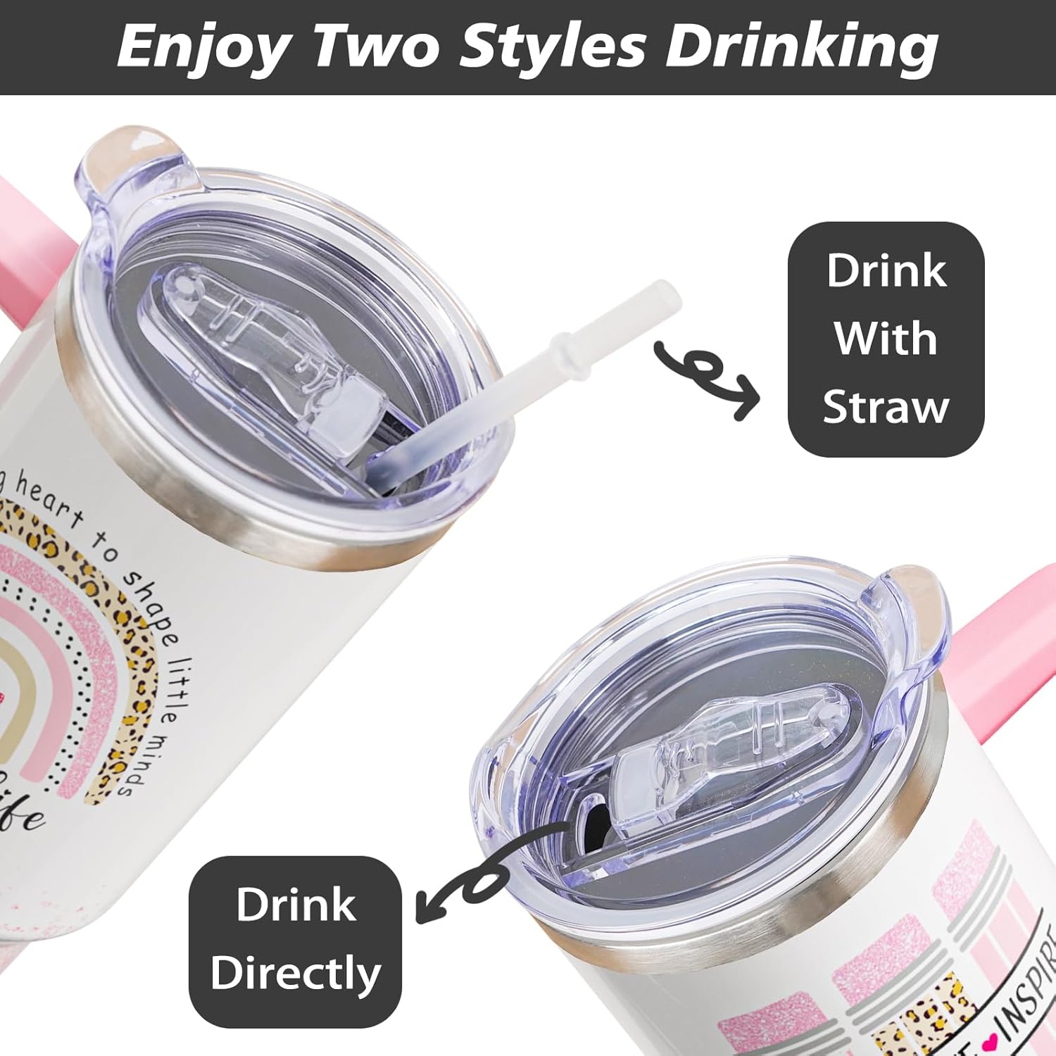 40oz Teacher Tumbler with Handle, Stainless Steel Teacher Water Bottle Cup, Teacher's Travel Coffee Mug, Thanksgiving,Christmas,Graduation Gifts for Teachers - Image 4