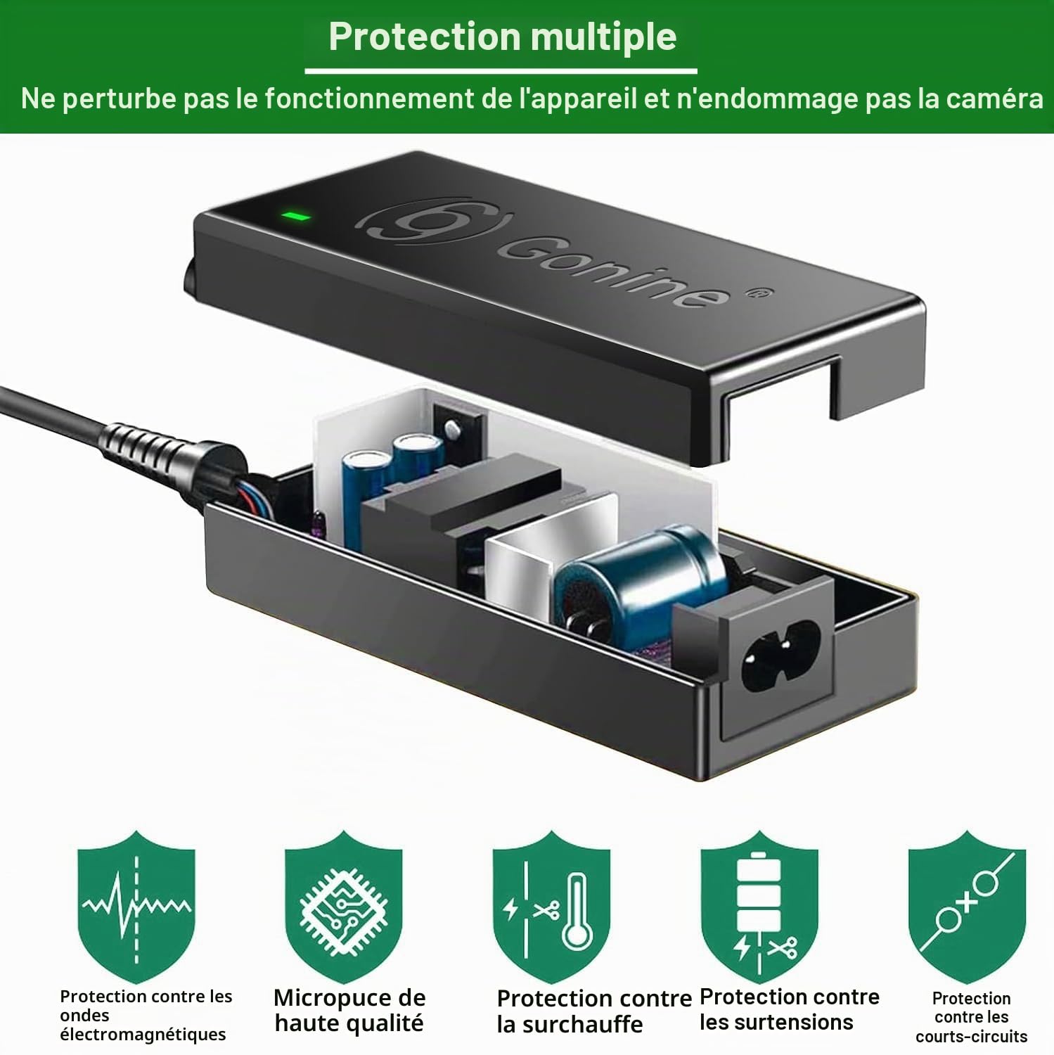 NP-FZ100 A7III A7IV Kit Adaptateur d'alimentation pour Les appareils Photo Sony A7 III, A7 IV, A7S III, A7R III, A7R IV, A7R V, A7C, A1, A9, A9 II, A6600, A6700, FX3, FX30, ZV-E1, ZV-E10 II