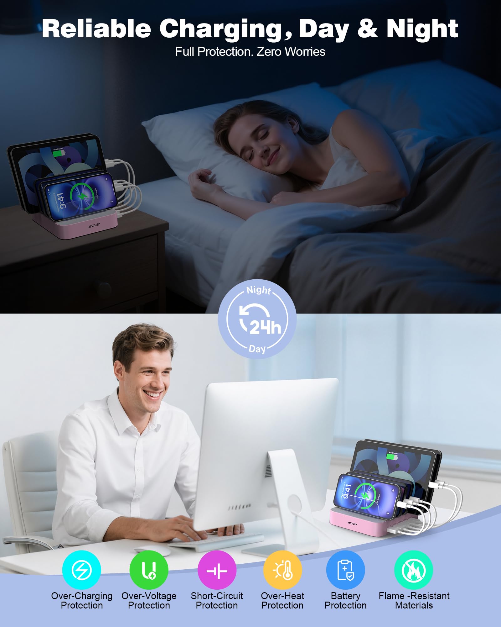 Snapklik.com : MSTJRY Charging Station For Multiple Devices : 5 Port ...
