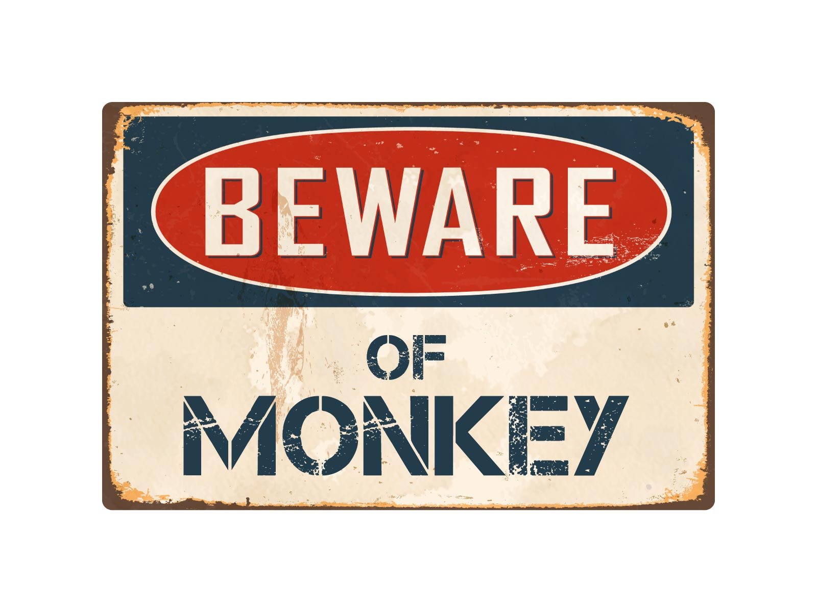 StickerPirate Beware of Monkey 8” x 12” Vintage Aluminum Retro Metal Sign VS287-picture-32