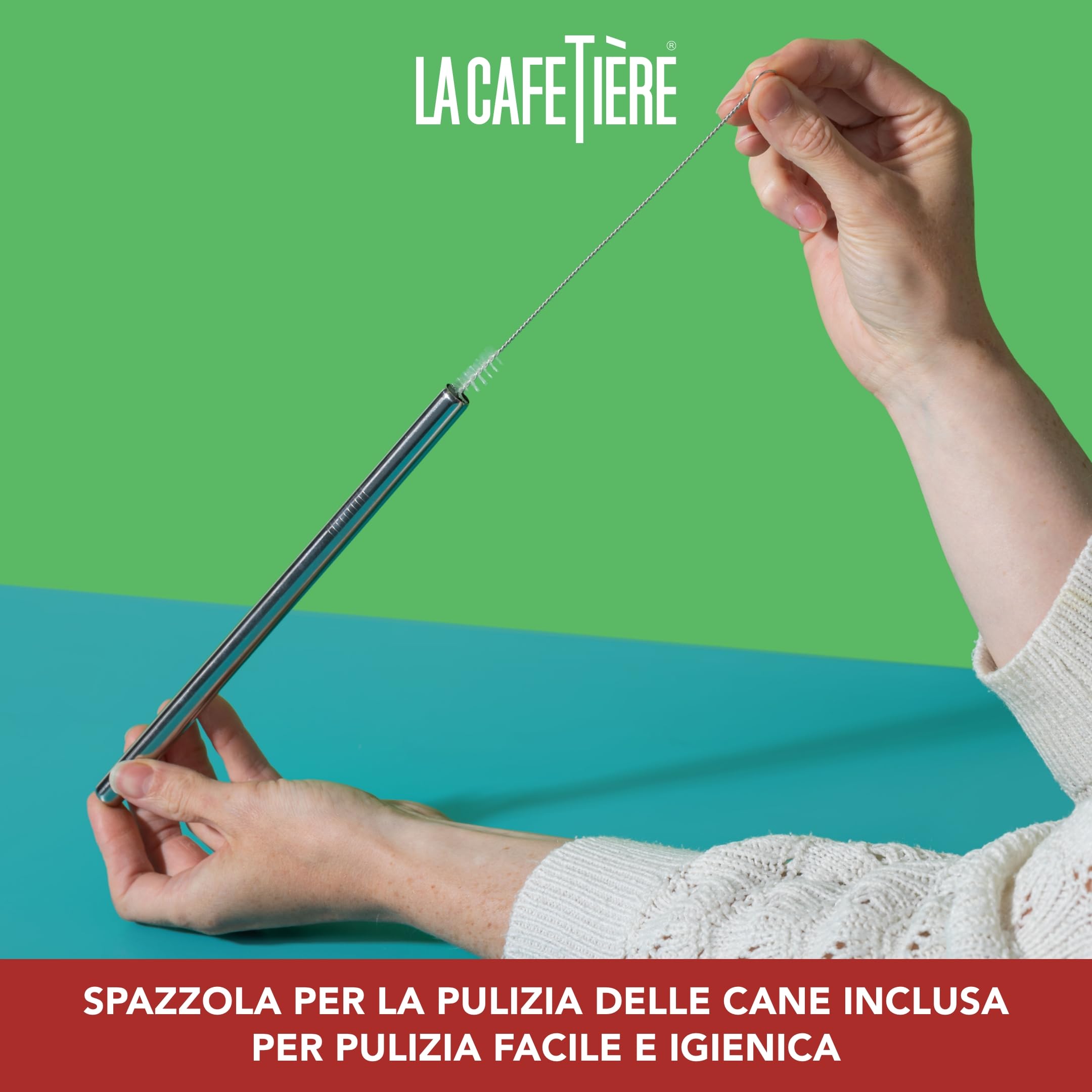 La Cafetière - Tumbler da 650 ml, in vetro trasparente con cannuccia in acciaio inox, riutilizzabile, ideale per bubble tea, frullati, frappè, latte macchiato freddo e bevande fredde