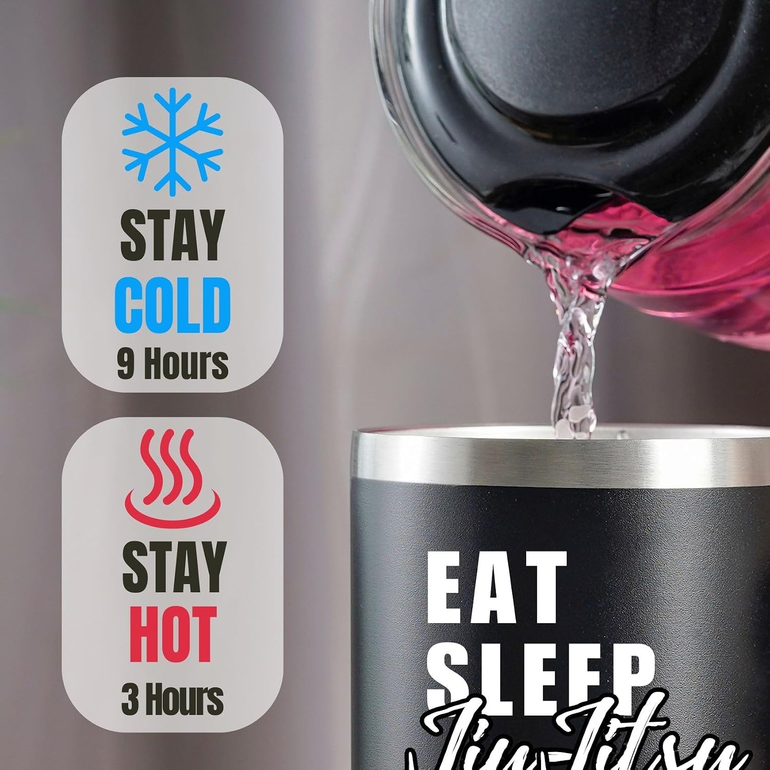 Onebttl Jiu jitsu Gifts for Men, Jiu Jitsu Travel Mug for Jiu-Jitsu Lovers, Instructors - Eat Sleep Jiu-Jitsu Repeat - Stainless Steel 20Oz Tumbler, Black