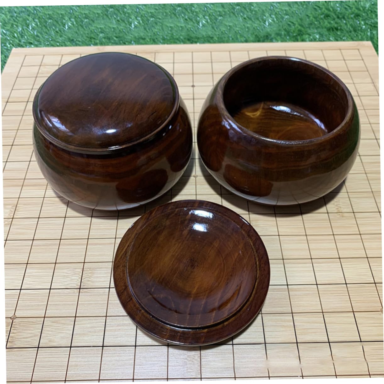 Hemobllo Bol en Bois Massif Grand Conteneur Léger Couvercle pour Jeu de Go et Échecs Rangement Pratique pour 180 Pièces, pour Bureau ou Salle de Formation