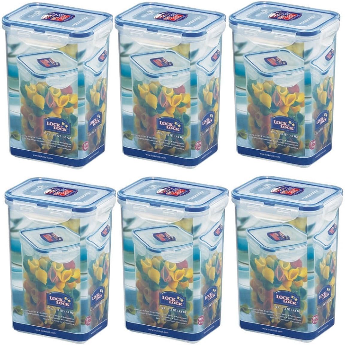 Isi Lock and Lock set of 6 food storage containers, 1.3 litres each, HPL 809