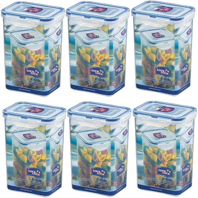 Isi Lock and Lock set of 6 food storage containers, 1.3 litres each, HPL 809