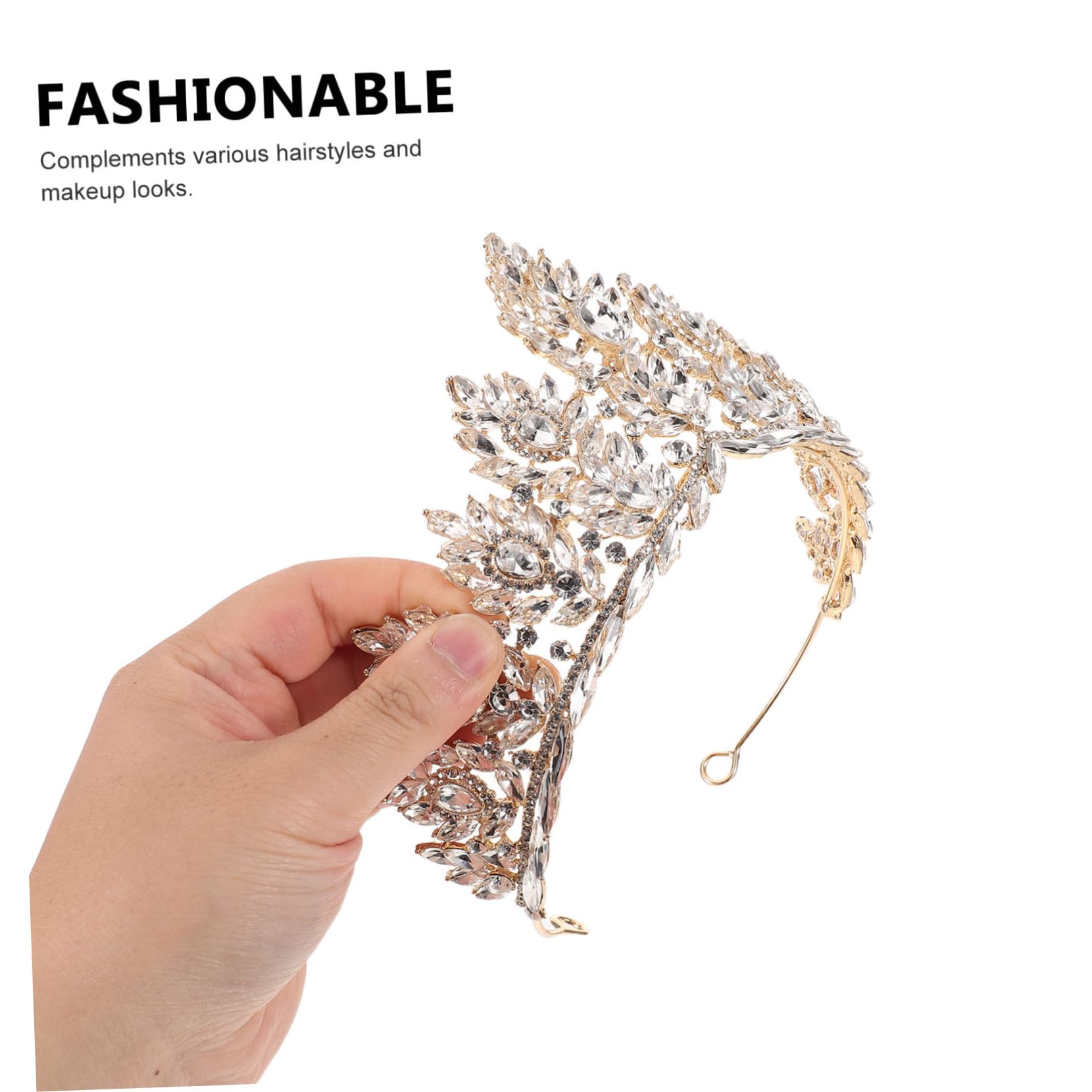 iplusmile Tiara Barroca de Gemas de Imitación Nupcial Elegante para Bodas Accesorio Cabello de Novia para Desfiles de Moda y Eventos Formales