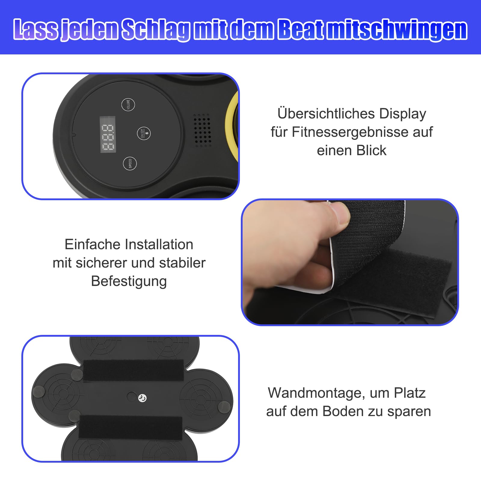 Music Boxing Machine, Macchina elettronica da boxe con musica, 2 paia di guanti da boxe, LED da parete, 9 velocità e modalità di allenamento, modalità conteggio, macchina per adulti e bambini