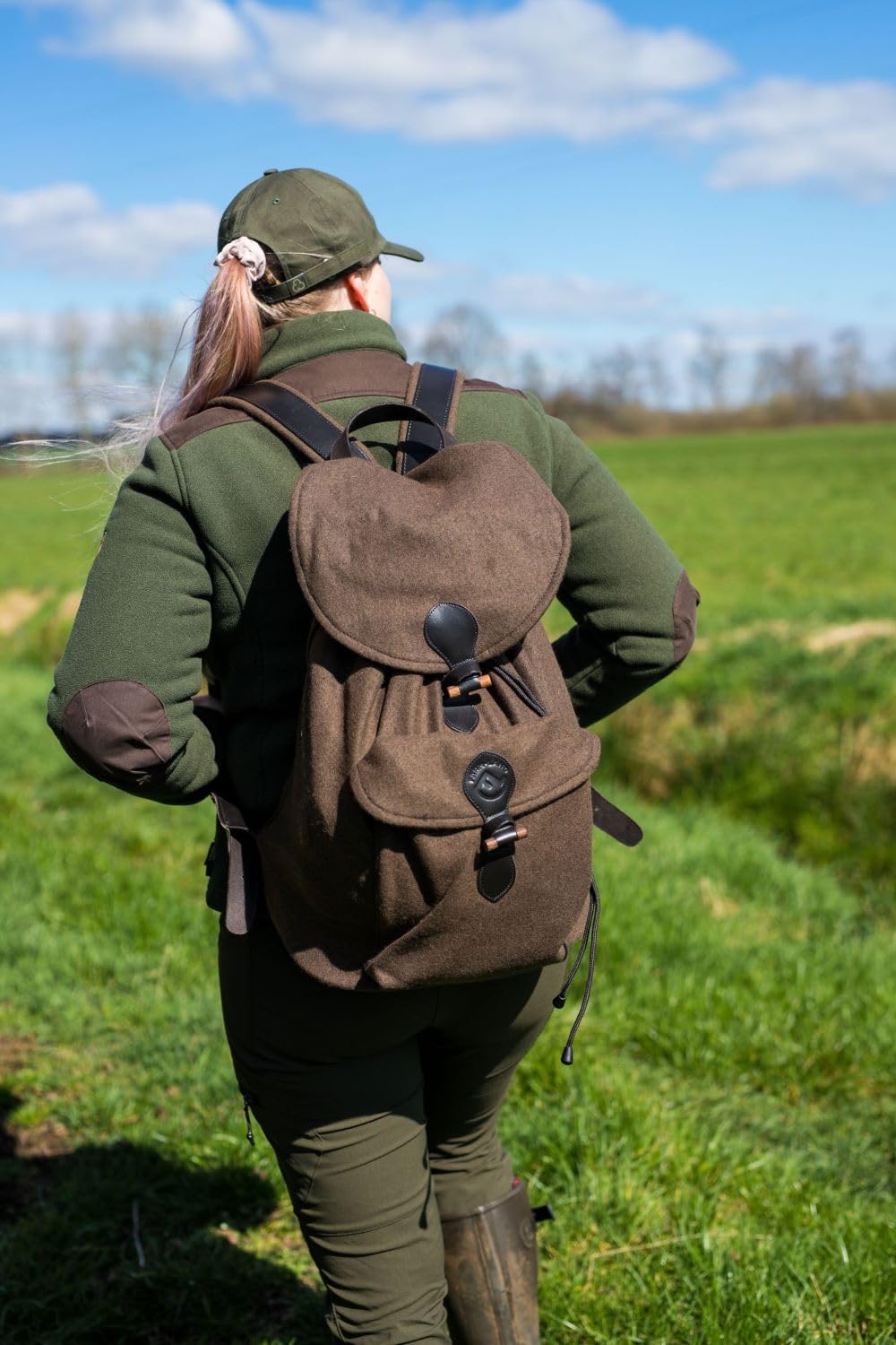 FARM-LAND Jagdrucksack Bradford Braun Loden Leder Rucksack