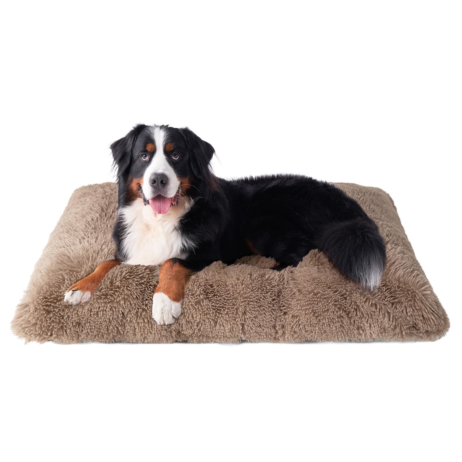 EHEYCIGA XXL Calming Fluffy Dog Bed For Extra Large Dog 120x90x10cm, Camel