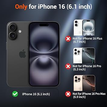SUPFINE iPhone 16 için Manyetik Kılıf [MagSafe ile Uyumlu] [10 FT Askeri Sınıf Düşme Koruması] İnce Yarı Saydam Mat Darbeye Dayanıklı Parmak İzi Önleyici Telefon Kılıfı, Siyah