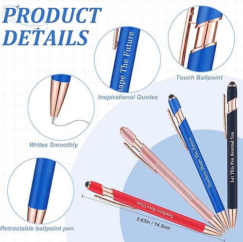 Miniatura 2 de Outus 48 Pcs Employee Gifts in Bulk, Employee Appreciation Pens with Stylus Tip, Inspirational Metal Black Ink Screen Touch Thank You Pens for Team