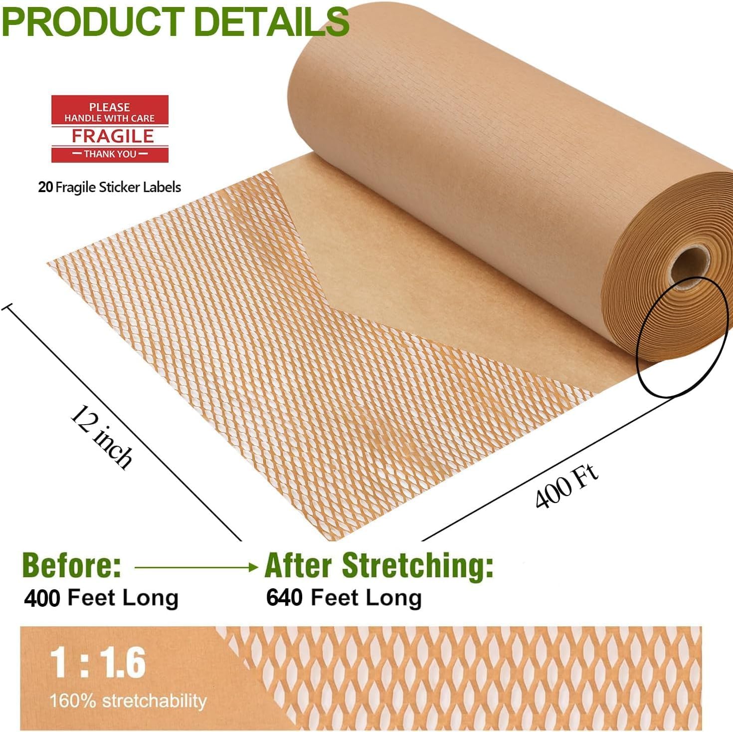 Honeycomb Packing Paper for Moving, Protective Wrapping Paper 12" x 400ft image 3