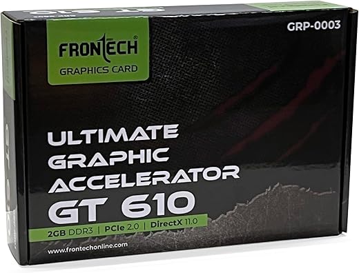 FRONTECH GT 610 Graphics Card with 2 GB DDR3 64 Bits PCIe 2.0, High Efficiency, Quality Gaming Graphics Card, Single Cooling Fan, 3 Years Warranty…