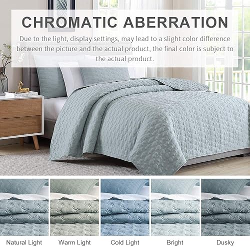 Miniatura 6 de BOURINA Juego de edredón de edredón de 3 piezas de microfibra que incluye 2 fundas de almohada y 1 edredón, tamaño Queen de 90 x 92 pulgadas, color