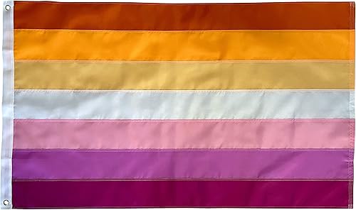 Miniatura 6 de Bandera de lesbianas  Bandera LGBTQ Les Pride de 3 x 5 pies, estilo puesta de sol, nailon para exteriores, rayas cosidas y ojales de latón,