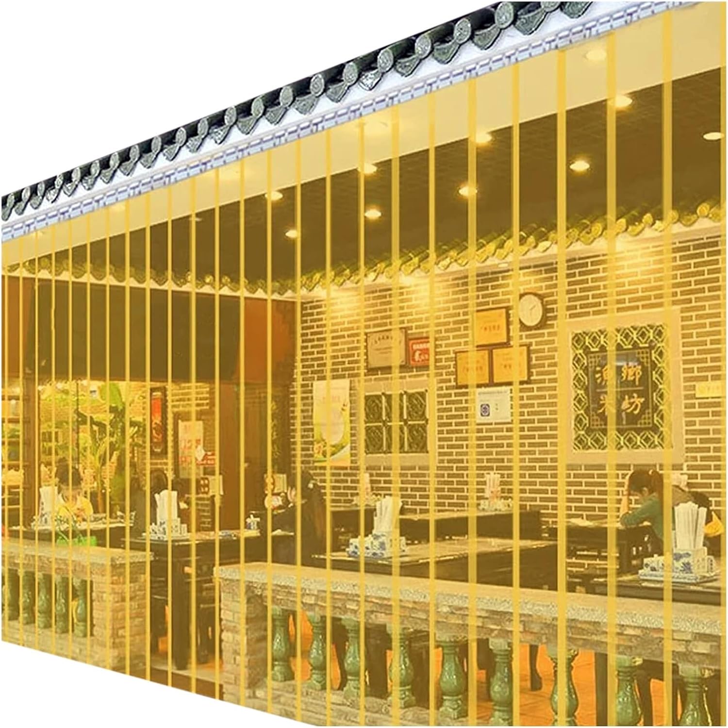 PVC Strip Curtain Door Kit for Walk-in Freezer, Industrial Plastic Curtain Strips, Waterproof Vinyl for Butchers & Cold Storage, 1.7mm Thick, 90x2 cm, Yellow