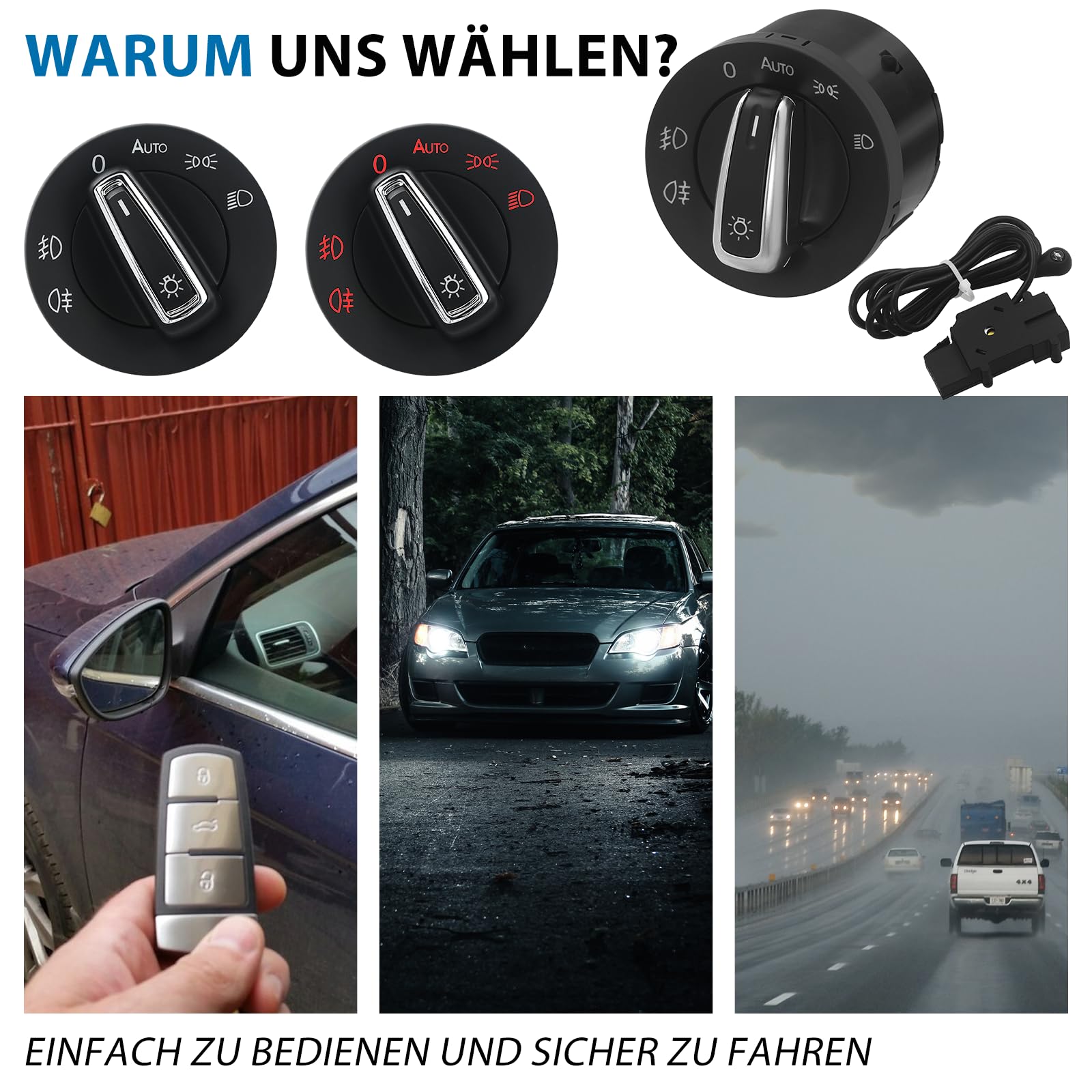 Koplamp Schakelaar Met Licht Sensor Module, 1Z0941431K
