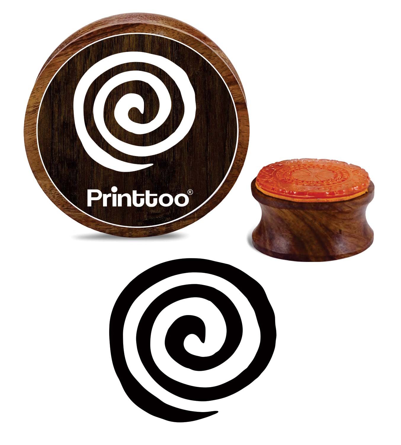 Printtoo Round Spiral Pattern Craft Textile Print Wooden Rubber Stamp Block-2 Inch