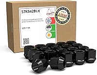 Vista 1 de Wheel Accessories Parts Juego de 20 tuercas negras de extremo abierto de 1/2 pulgada de largo, asiento de cono de bellota 13/16 hexagonal, tuerca