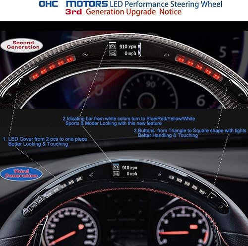 Miniatura 2 de Qiilu Volante de fibra de carbono, pantalla de luces LED de cambio para Ford Mustang V6 EcoBoost GT Shelby 2015-2017