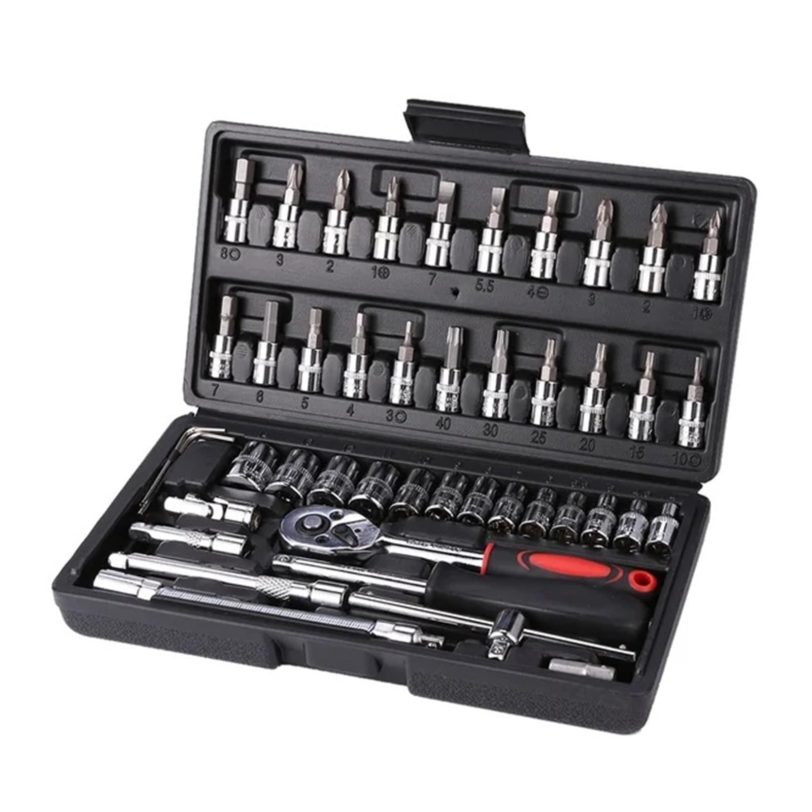 Zestaw Kluczy Dynamometrycznych 46 Sztuk/zestaw Zestaw Narzędzi Do Naprawy Samochodu Mechaniczny Klucz Grzechotkowy Dom DIY 1/4" Zestaw Kluczy Nasadowych Grzechotkowe Bity Śrubokrętowe Zestawy Narzędz