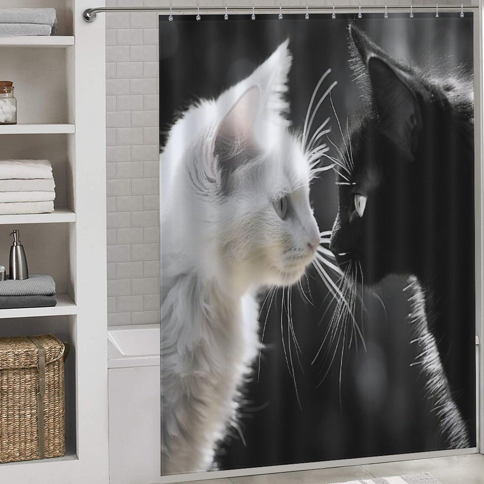 Rideau de douche chat anti-éclaboussure rideau baignoire étanche