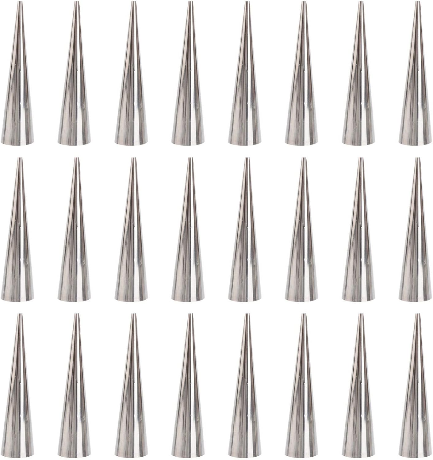 TEMKIN Cream Horn Molds 16pcs Baking Cones Stainless Steel Roll Horn Forms Cannoli Tubes Ice Cream Mold Conical Danish Pastry Croissant Cones Moulds Moulds Plate, Brown