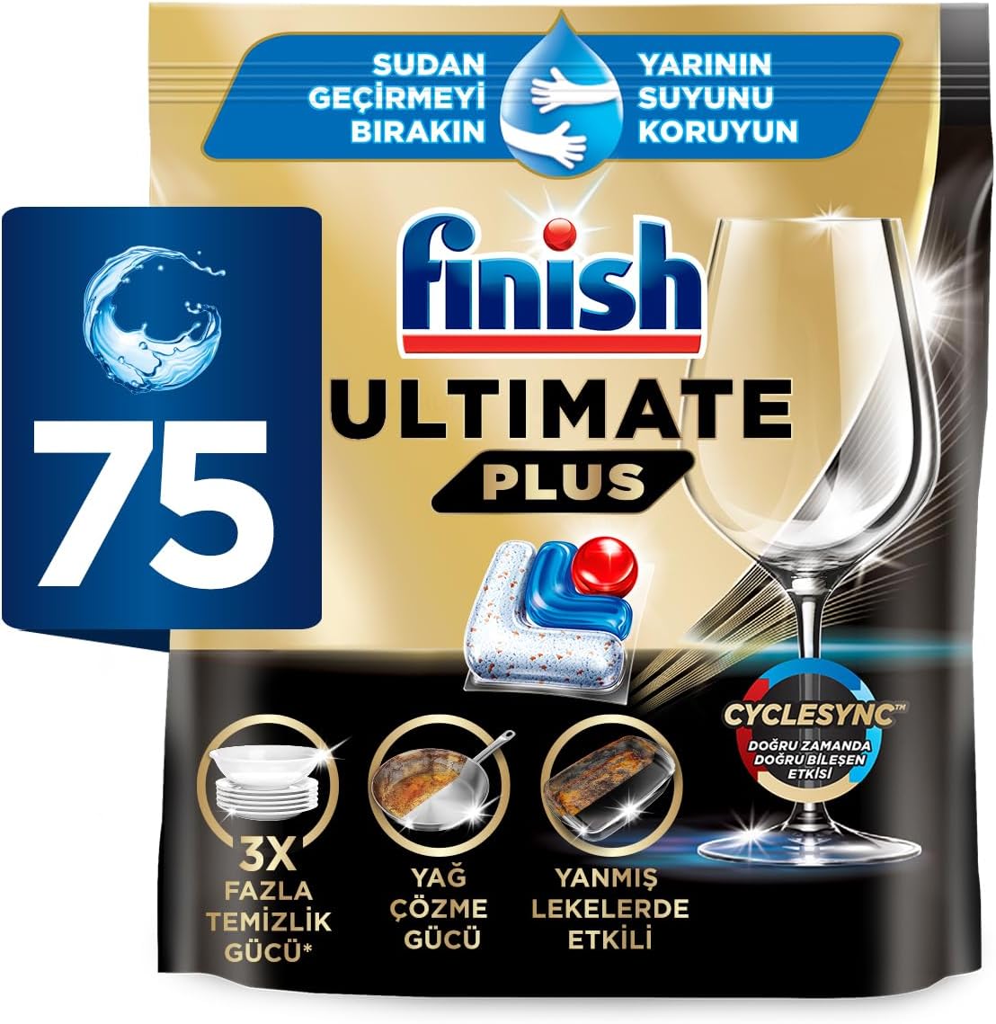 Finish Ultimate Plus 75 Kapsül Bulaşık Makinesi Deterjanı Tableti (1 x 75 Kapsül)