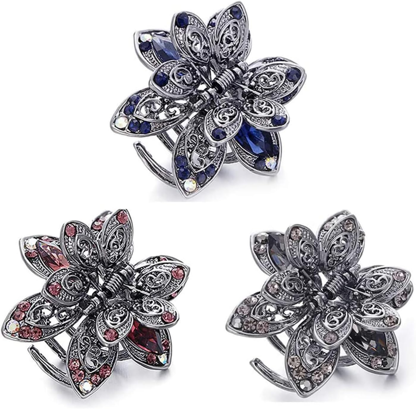 WSERE Set of 3 Mini Hair Jaw Clips Vintage Metal