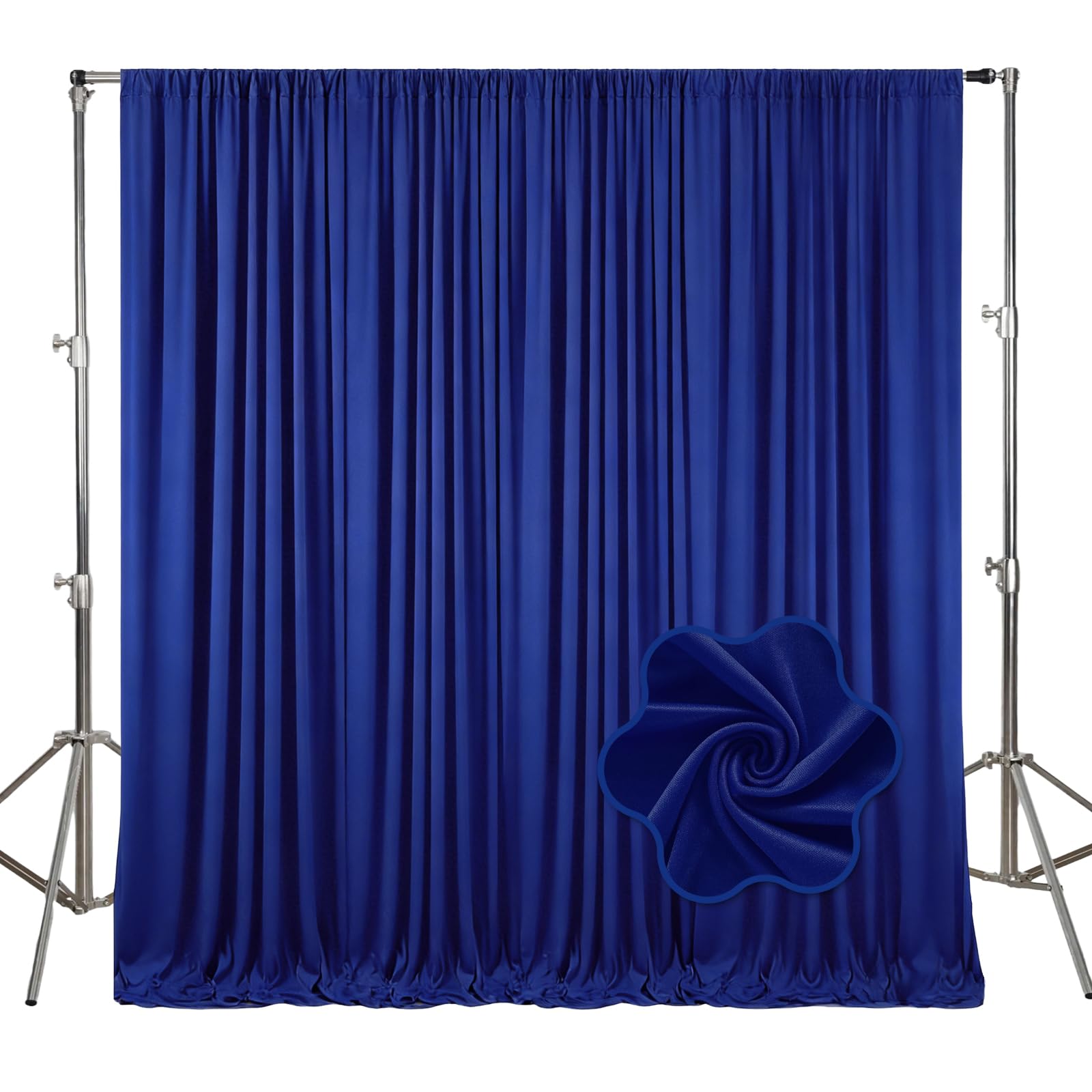 Photo 1 of 10ft x 10ft Royal Blue Backdrop Curtains for Parties, Polyester Fabric Backdrop Drapes with Rod Pockets for Weddings, Birthday, Photography, Mother's Day, Graduation Party Background Curtain, 2 Panels