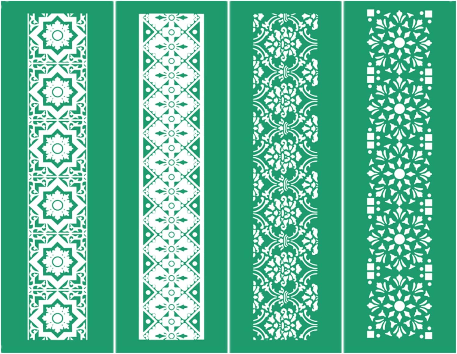 JAJADO 8pcs Silk Screen Stencils with 3 pcs Chalk Paste Squeegee, Mesh Stencils Reusable Mesh Transfers Starter Kit Chalk Paint Stencil for Painting on Wood, Chalkboard, Furniture, Crafts, Home Decor